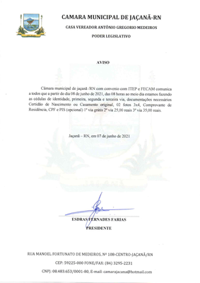 CONVENIO ITEP/RN E FECAM/RN